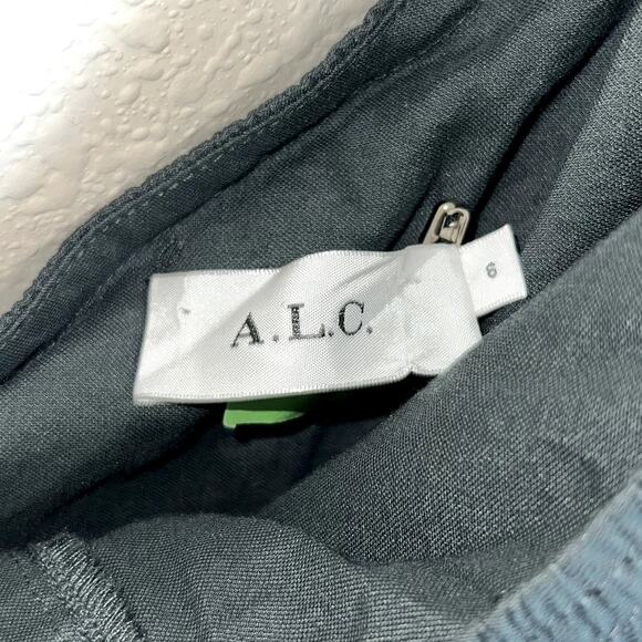 A.L.C. Evangeline Flared One Shoulder Ruffle Midi Dress Sz 6 - Picture 5 of 10